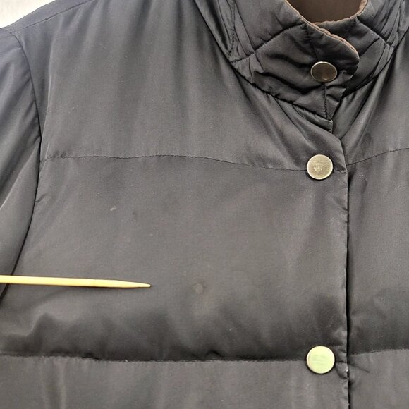 Talbots Petites Large Black Brown Reversible Feather Down Puffer Jacket *Callout - Picture 8 of 9